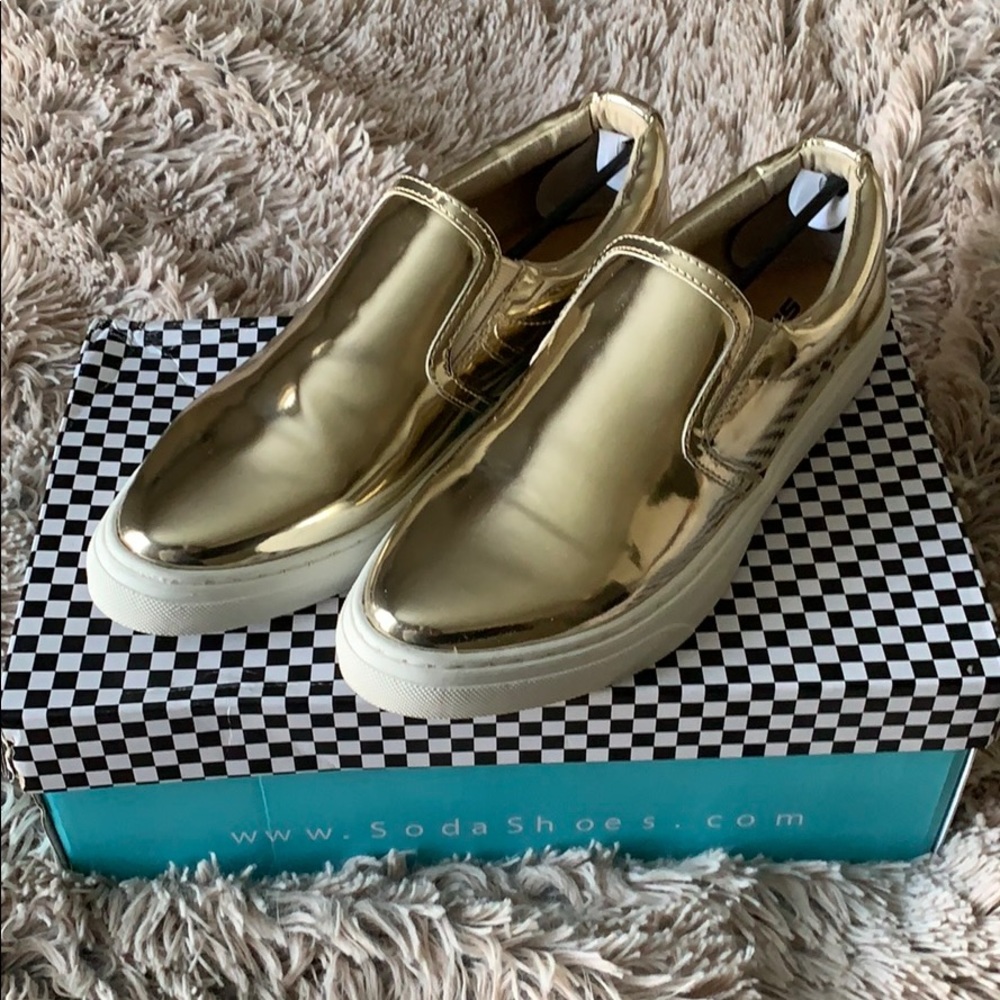 Metallic Gold Slip-On Sneakers